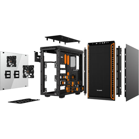 Silenzio! custodia midi tower pure base 600 window (nero arancione | 2x USB-A | vetro temperato)