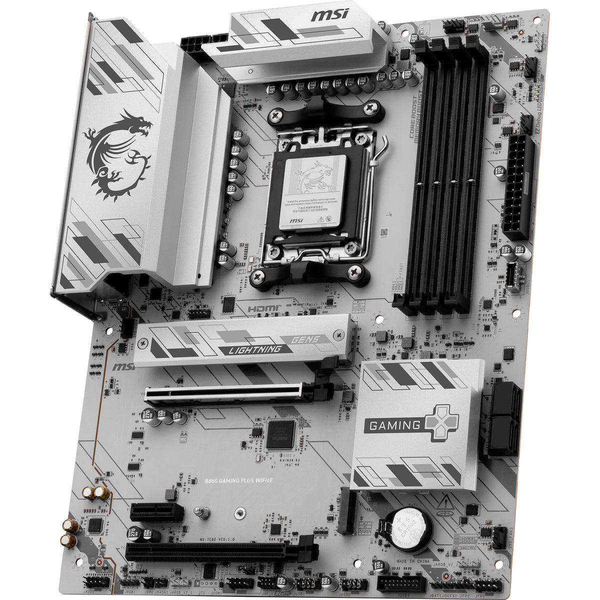 Scheda madre MSI B850 Gaming Plus WiFi 6E presa AM5 (RAID, LAN da 2,5 GB, WiFi 6E, BT, audio, ATX)