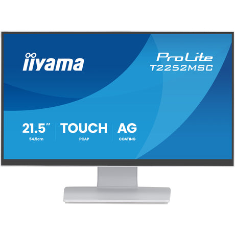 Monitor touchscreen Iiyama prolite t2252msc-w2ag 21,5 (bianco (opaco), 100 Hz, HDMI, porta display, USB 3.2 gen 1, audio, touchscreen)