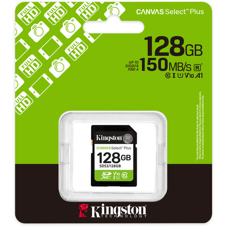 Scheda di memoria SDXC Kingston Canvas Select Plus da 128 GB (UHS-I U1, Classe 10, V10)