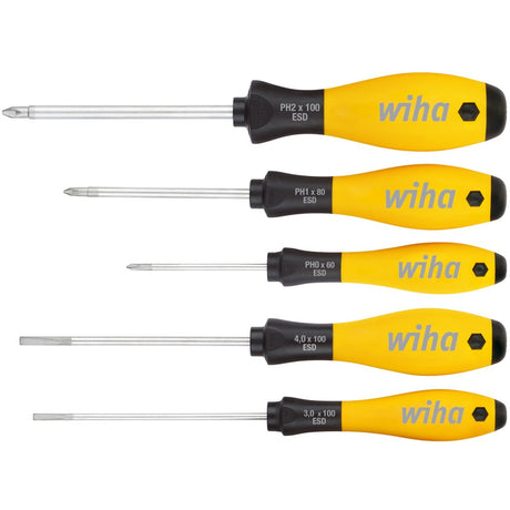 Set cacciaviti Wiha finitura morbida ESD (giallo nero, 5 pezzi)