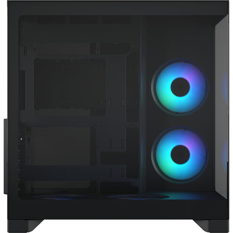 Custodia midi tower rgb dal design frattale pop 2 vision (nero | 1x usb-a | 1x usb-c | rgb | vetro temperato)