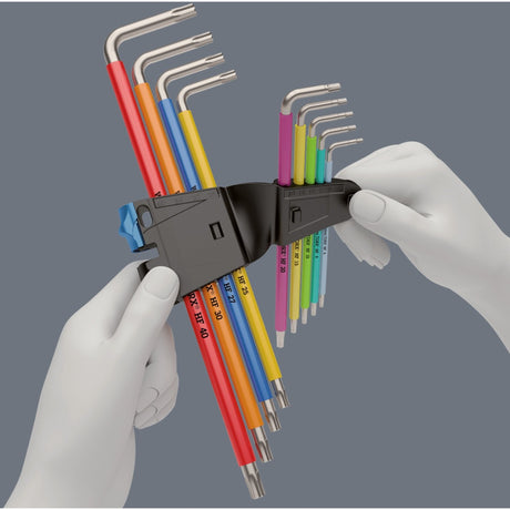 Wera set chiavi esagonali torx 3967 9 tx sxl multicolore hf inox 1 (9 pezzi, torx da t8 a t40)