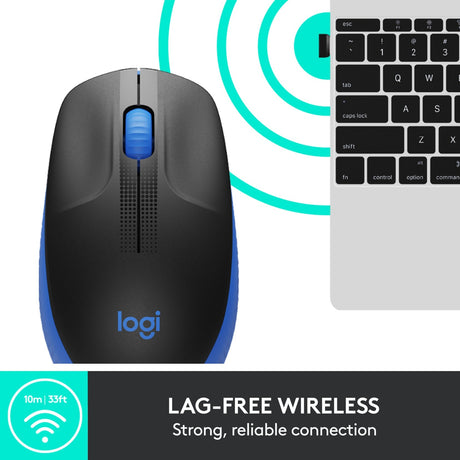 Mouse wireless di dimensioni standard Logitech m190 (blu, 1000 dpi)