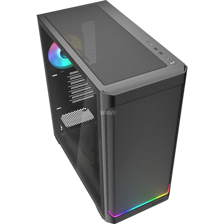 Custodia midi tower Sharkoon ak4w per strip rgb (nero | 2x usb-a | 1x usb-c | rgb | vetro temperato)