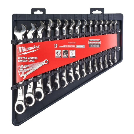 Accessori Milwaukee max morso | set di chiavi combinate a cricchetto metriche | 15 pezzi - 4932464994