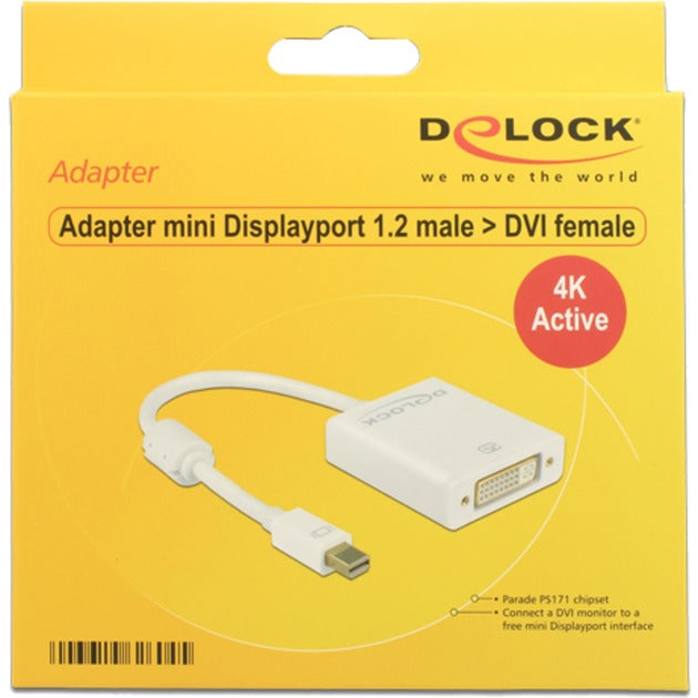 Delock mini displayport > adattatore dvi (bianco, 0,2 metri, 4k)
