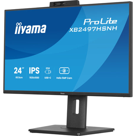 Monitor Iiyama prolite xb2497hsnh-b1 23,8 (nero, hdmi, displayport, lan, audio, usb-c, webcam)