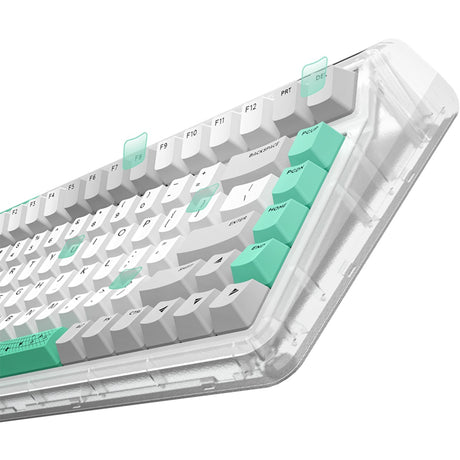 Tastiera meccanica wireless Iqunix OG80 wormhole (grigia, layout USA (QWERTY), Cherry MX Brown, 80% (TKL), LED RGB, sostituibile a caldo, PBT, 2,4 GHz | Bluetooth 5.1 | USB-C)