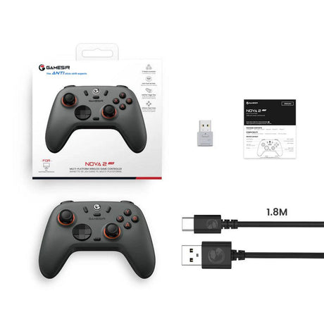 Gamesir Nova 2 Lite Controller di gioco wireless multipiattaforma (grigio scuro, Switch, PC, Android e iOS, Bluetooth USB da 2,4 GHz)