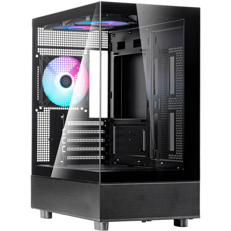 Custodia mini tower Silverstone lucid 04 (nero | 2x USB-A | 1x USB-C | RGB | vetro temperato)