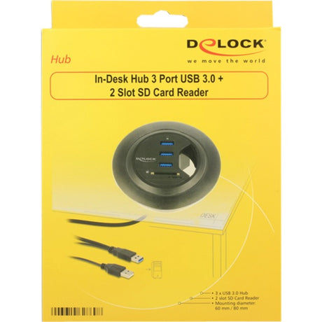 Lettore di schede Delock hub da scrivania con 3 porte USB 3.0 + 2 slot Lettore di schede SD