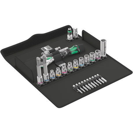 Set bicicletta Wera 7, set di attrezzi da 27 pezzi (nero verde)