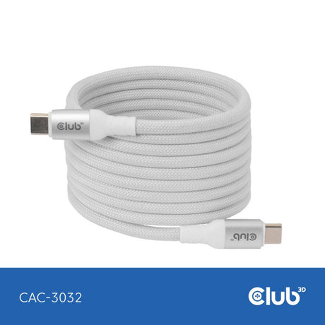 Club 3D USB-C Bobina magnetica 240 W PD3.1 Cavo bianco, cavo da 2 metri (bianco)