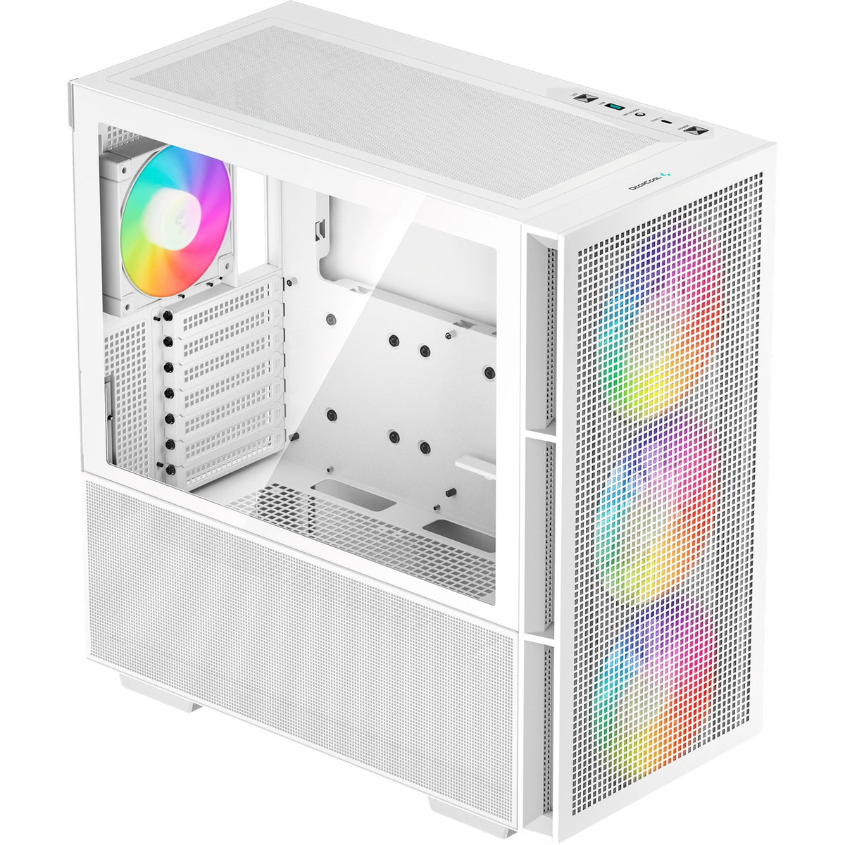 Custodia Deepcool CH560 MIDI Tower (bianco | 1x USB-A | 1x USB-C | RGB | vetro temperato)