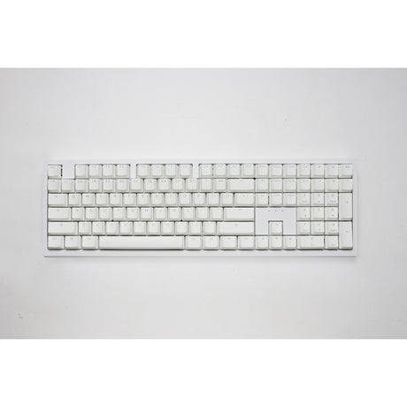 Tastiera da gioco meccanica Ducky zero 6108 rgb bianco puro (bianca, layout us (qwerty), rosso ciliegia mx2a, 100%, LED rgb, pbt doppio scatto, hot swap, 2,4 ghz | bluetooth | usb-c)
