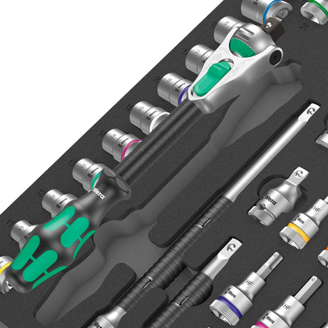 Wera 9722 inserto in schiuma con cricchetto zyklop 8000 c 1 2 set 1, 31 pezzi - 05150112001