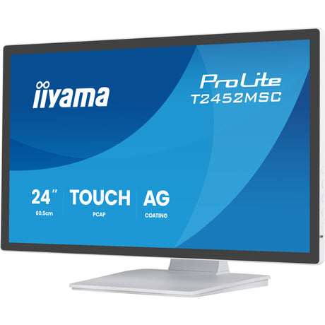 Monitor touchscreen Iiyama prolite t2452msc-w2ag 24 (bianco, 120 Hz, HDMI, porta display, audio, USB, touch)