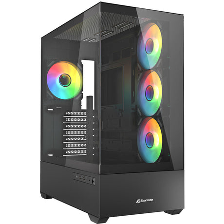 Custodia midi tower Sharkoon ak6 rgb (nera | 2x usb-a | 1x usb-c | rgb | vetro temperato)