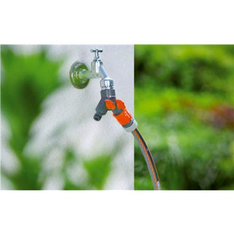 Gardena distributore d'acqua a 2 vie 26,5 mm (g 3 4 ) pezzo rubinetto (grigio arancione, 938-20)