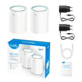 Router mesh Cudy ac1200 gigabit mesh wi-fi (confezione da 2) (bianco)