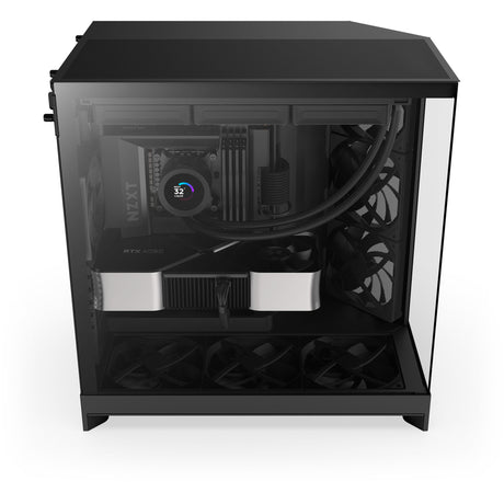 Custodia midi tower Nzxt h9 flow (nero (opaco) | 2x USB-A | 1x USB-C | vetro temperato)