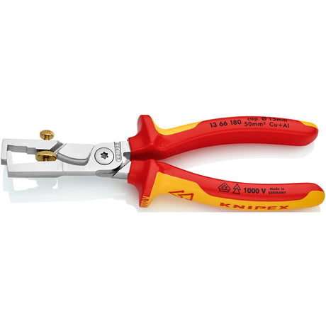 Pinza spelafili Knipex strix 13 66 180 vde (rosso giallo, lunghezza 180 mm, con vite zigrinata)