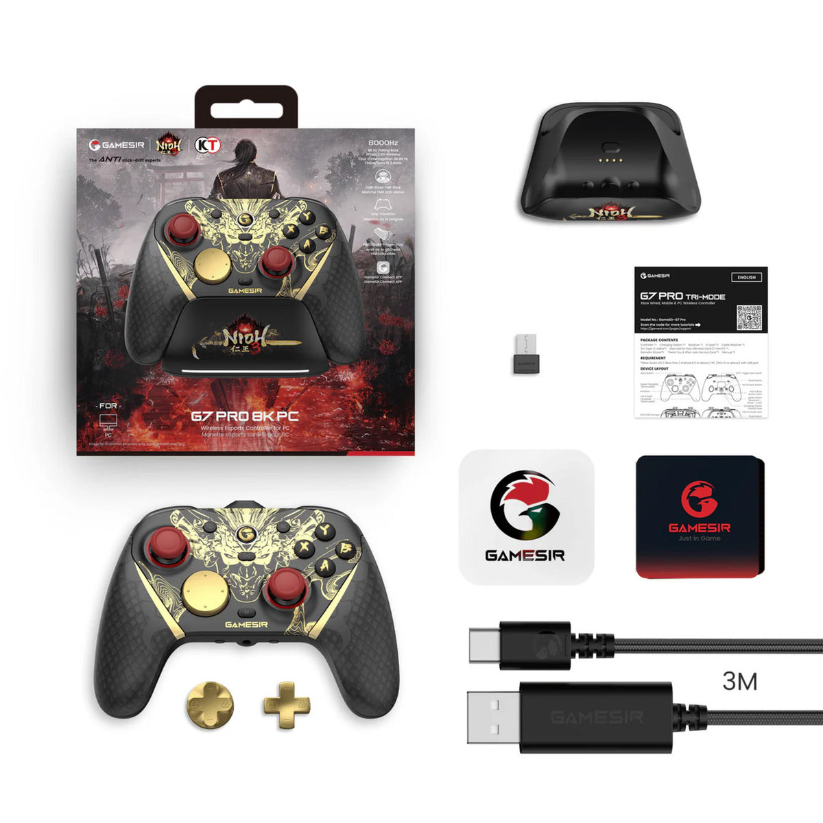 Gamesir g7 pro 8k pc - gamepad edizione nioh 3 (oro nero)
