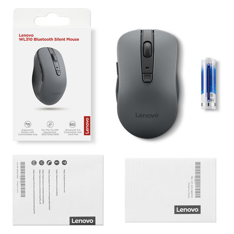 Mouse bluetooth silenzioso Lenovo wl310 (grigio, 800 - 1600 dpi, bluetooth 5.0)
