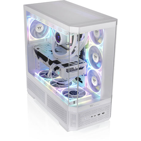 Thermaltake view 370 tg argb snow midi tower custodia (bianco | 2x USB-A | 1x USB-C | RGB | vetro temperato)