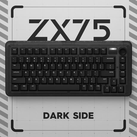 Tastiera meccanica wireless Iqunix zx75 dark side (nera, layout us (qwerty), rosso ciliegia mx, 75%, LED rgb, hot-swapable, double-shot pbt, 2.4ghz | bluetooth 5.1 | usb-c)