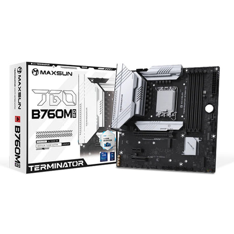 Scheda madre Maxsun MS-Terminator B760M D5 WiFi 6th Socket 1700 (nera, RAID, 2,5 GB-LAN, WLAN, BT, audio, µATX)