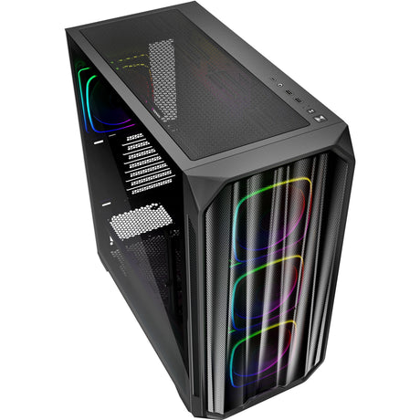 Custodia midi tower Sharkoon ak5m rgb (nera | 2x usb-a | 1x usb-c | rgb | vetro temperato)