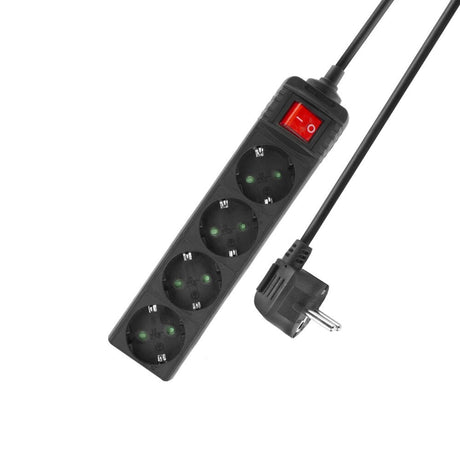 Act connettività act multipresa con interruttore luminoso, 4 prese, 2 m, nero ac2440