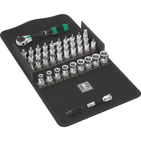 Set di cricchetti Wera 8100 SA all-in zyklop speed, set di strumenti da 42 pezzi (nero verde, 1 4 unità, con funzione di supporto, metrico)