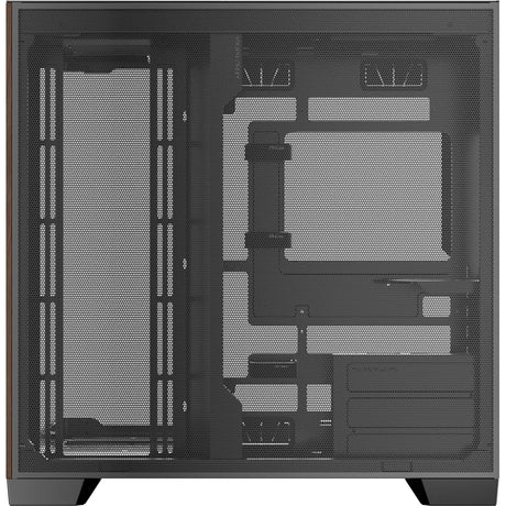 Custodia midi tower Antec c8 in legno curvato (colore legno nero | 2x USB-A | 1x USB-C | vetro temperato)