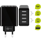 Caricatore USB Goobay a 4 vie (30 W) (nero)