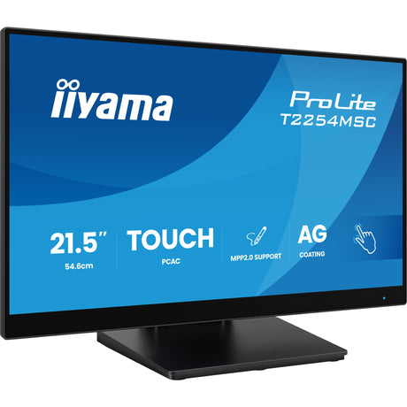 Monitor touchscreen Iiyama prolite t2254msc-b2ag 21,5 (nero, HDMI, porta display, VGA, 2x USB-A, USB-B)