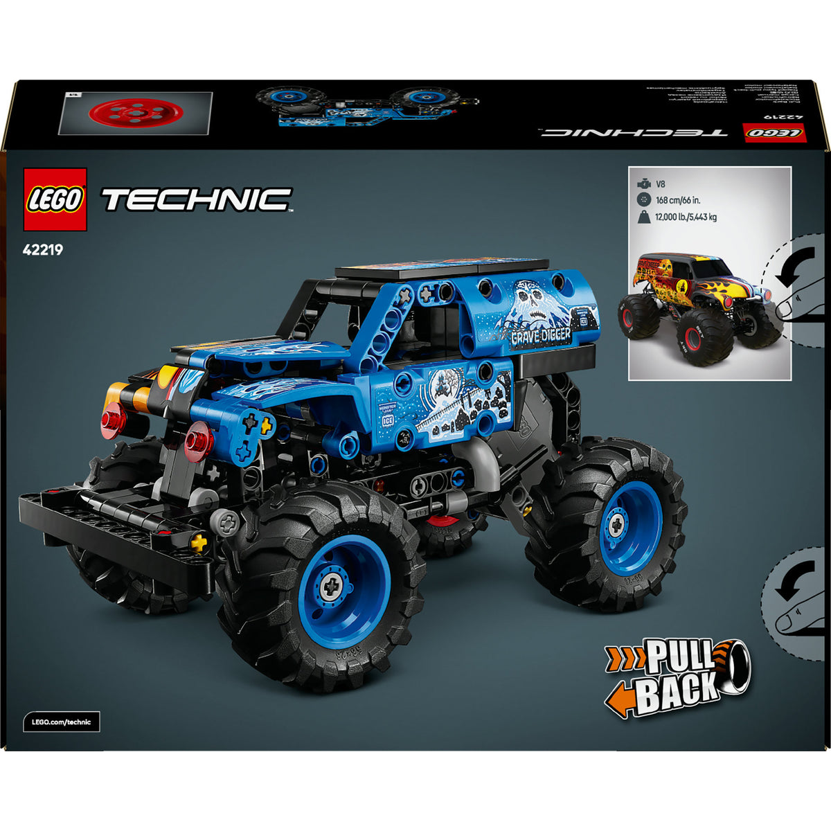 Lego Technic 42219 Monster Jam Scava tombe Fuoco e ghiaccio