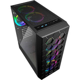 Custodia midi tower esagonale RGB Sharkoon (nera | 2x USB-A | 1x USB-C | RGB | vetro temperato)