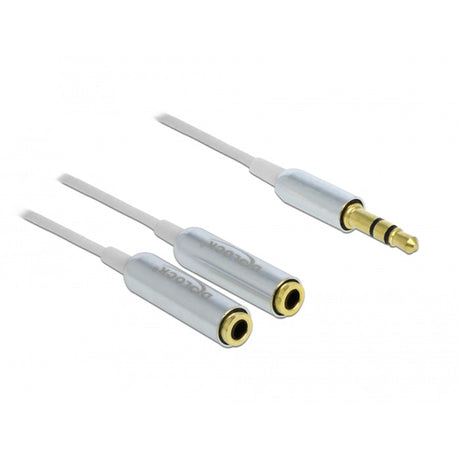 Delock cavo splitter audio jack stereo maschio da 3,5 mm > 2x cavo splitter jack stereo femmina (bianco argento)