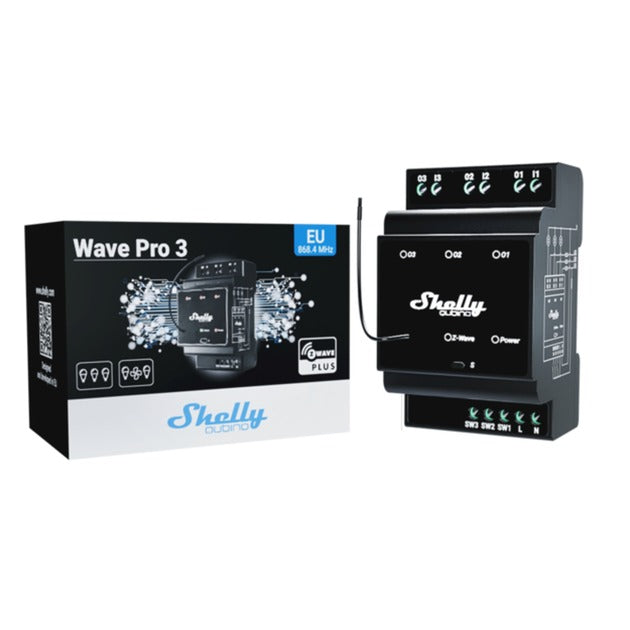 Interruttore Shelly qubino wave pro 3 (nero, z-wave s800)