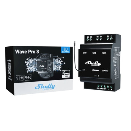 Interruttore Shelly qubino wave pro 3 (nero, z-wave s800)