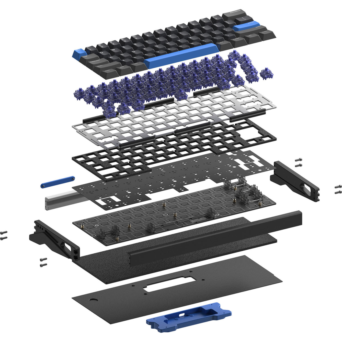 Tastiera da gioco con interruttore magnetico Iqunix ez60 (nera, layout USA (qwerty), gateron star trail, 60%, rgb, copritasti double shot pbt)