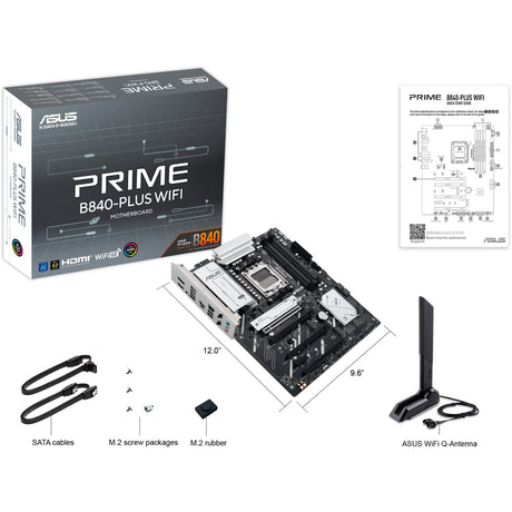 Scheda madre Asus Prime B840-Plus Wi-Fi Socket AM5 (RAID, 2,5 GB-LAN, Wi-Fi 6e, BT, Suono, ATX)