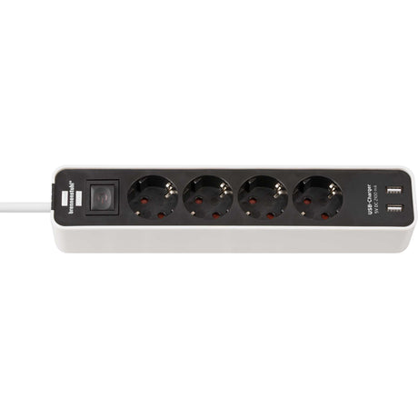 Ciabatta Brennerstuhl ecolor a 4 vie con 2 porte di ricarica USB-A 5 V 2,10 A, 10,5 W (presa con USB-A e interruttore e cavo da 1,5 m)