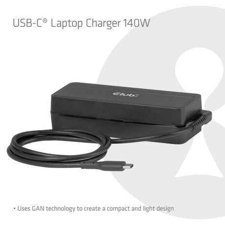 Club 3d usb-c laptop charger 140w, 1 meter (zwart, 1x usb-c)