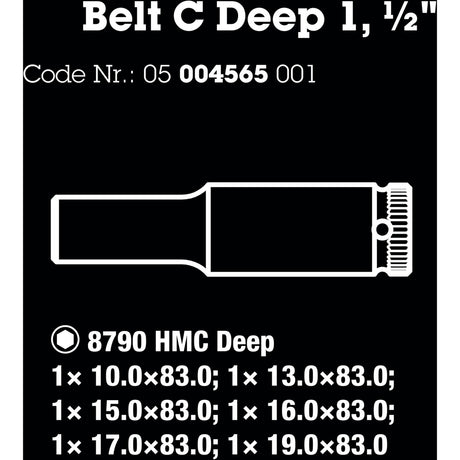 Wera belt c deep 1 set di bussole, 1 2 chiavi a bussola (nero, 6 pezzi)