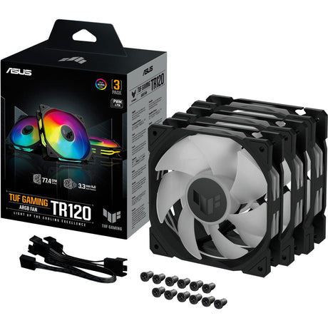 Ventole per case Asus tuf gaming tr120 argb (nere, 3 pezzi, 120 x 120 x 25 mm)