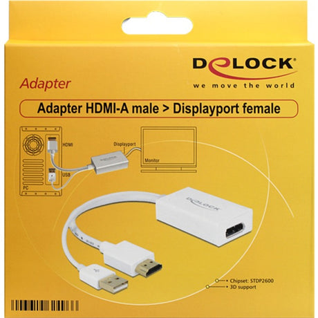 Delock adattatore hdmi-a (maschio) > displayport 1.2 (femmina) (bianco, 0,245 metri)
